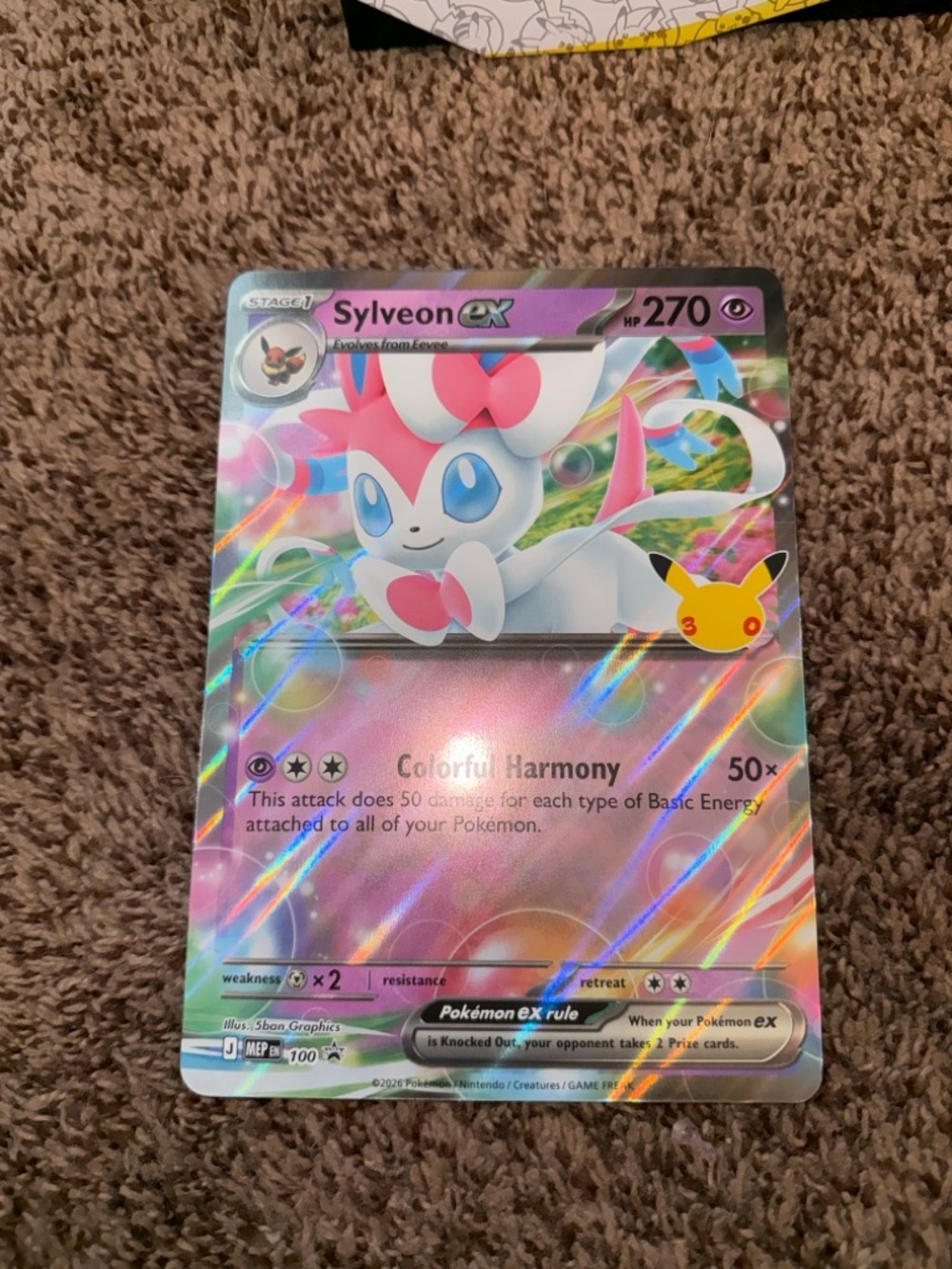 Large Oversized Sylveon 100 Promo Card, Pokemon 30th Celebration Anniversary